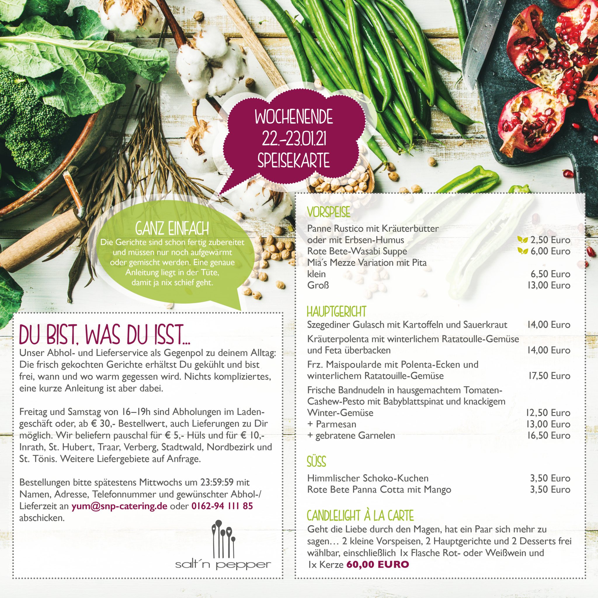 salt´n pepper Wochenende 22.0123.01.2021 Speisekarte salt'n pepper